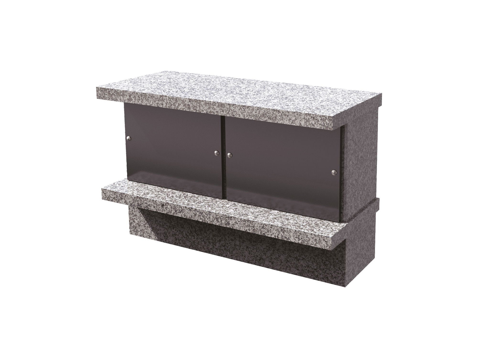 Présenté en gris du Tarn et portes noir fin 2 cases 2 urnes Ø20 104x43x67ht