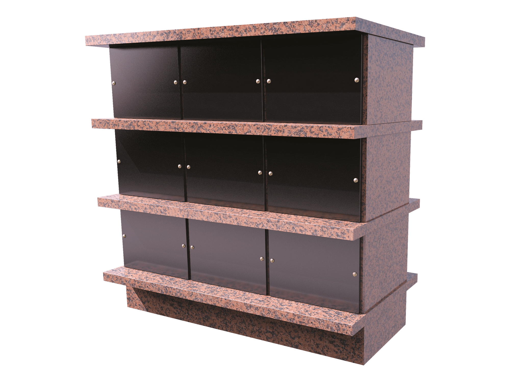 Présenté en Rosalizé et portes en Noir fin 8 cases 2 urnes Ø20 202x43x109ht